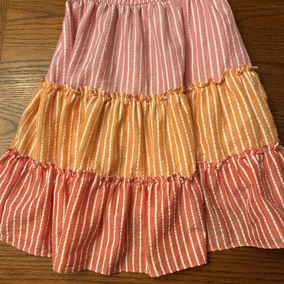 Jona Michelle Dress Size 8Y Pink Stripes Orange Tiered Sleeveless Summer‎ (4) - Picture 2 of 10